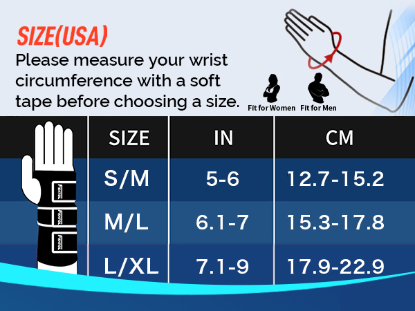 thumb brace size chart