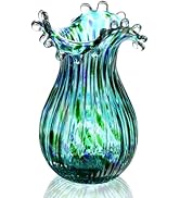 Green Glass Bubble Vase for Flowers, 8.5