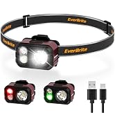 EverBrite 400LM Ultralight Headlamp, 1.59oz Head Lamp with Hat Clip | IP67 Waterproof, Rechargeab...