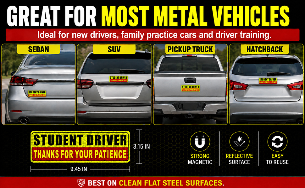 student driver magnet for car
