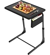 HUANUO TV Tray, Adjustable TV Dinner Tray, 20.5 x 15.4 inch Folding Tray Table with Storage Pocke...