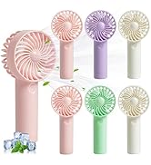 Aeergured 6 Pcs Mini Handheld Fan Bulk, 3 Speed Portable Personal USB Rechargeable Fan, Battery O...