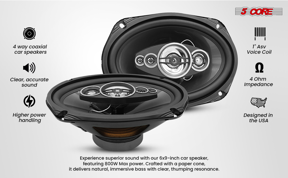 coaxial car speaker audio stereo 4 way full range door dash mount component system loud clear sound