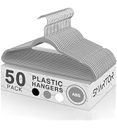 SMARTOR Plastic Hangers 50 Pack, Thin Hangers with 360° Swivel Hook, Non-Velvet Hanger Heavy Duty...