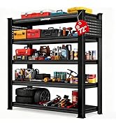 LDHTHOPI 72.2''H Garage Shelving Heavy Duty 5-Tier Adjustable Storage Shelves Unit, 2 Side Pegboa...