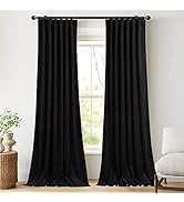 NICETOWN Black Velvet Curtains 52 inches Wide, Bedroom Velvet Blackout Curtain Panels, Solid Heav...