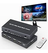 4K HDMI Switcher 4 in 1 Out with Quad Screen Multiviewer, HDMI Multiviewer Switch Seamless Quad M...