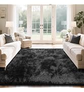 yongyangjuxin Fluffy Rug Shaggy Area Rug, Black 8x10 Area Rugs for Living Room, Large Shag Area R...