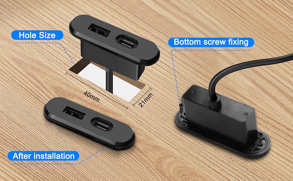 type-c desk power grommet outlet