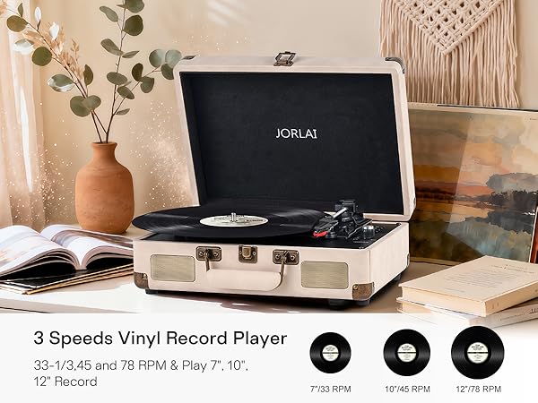 Portable Bluetooth Record Player with USB Playback Rechargeable Battery