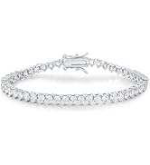 LGYIC 18K White Gold Plated Cubic Zirconia Classic Tennis Bracelet, 4.0mm, 7 Inches