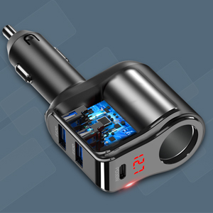 Auto Power Outlet with LED Voltmeter Switch Dual Type C Port for iPhone Samsung Phone GPS Dash Cam