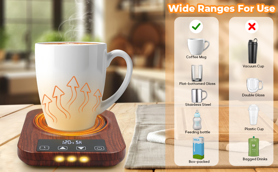 Coffee Mug Warmer, Cup Warmer for Desk with Auto Shut Off, 3 Temp Settings, Mug Warmer for Coffee