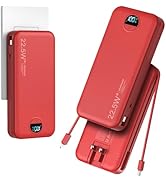 20000mAh Ultra-Portable-Charger-Power-Bank with Built in Cables&amp;AC Wall Plug,PD20W USB-C Fast Cha...