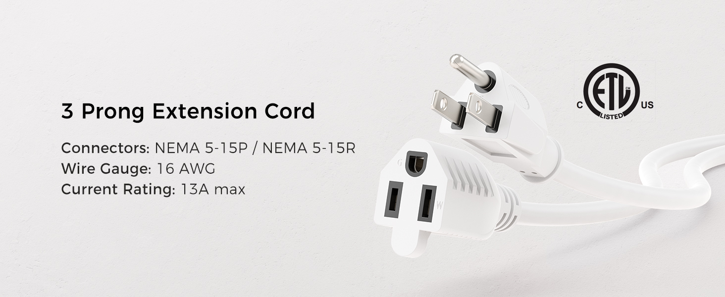 16 AWG Heavy Duty Power Extension Cord