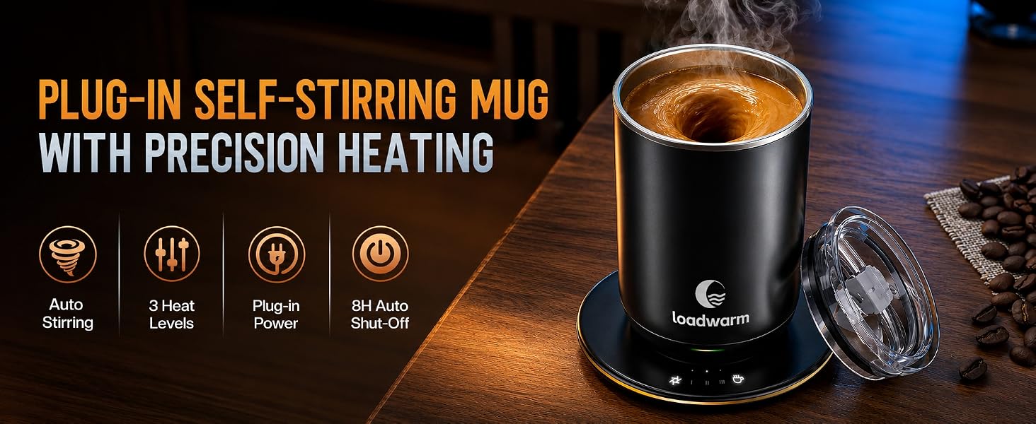Plug-In Self-Stirring Mug with Precision Heating