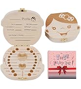 Baby Tooth Box by NASHRIO - Wooden Kids Keepsake Organizer Gift for Baby Teeth, Cute Children Too...