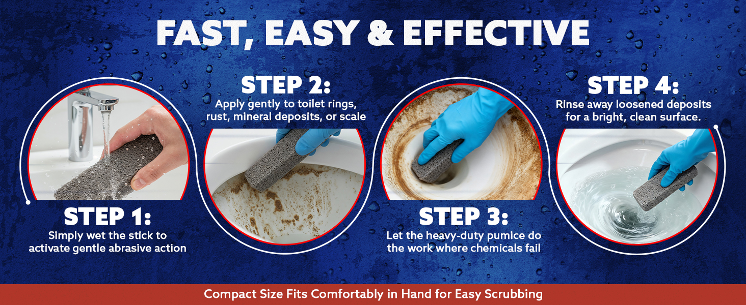 Buildups, Rust &amp;amp;amp; Tough Stains, Perfect Pumice Stone for Cleaning Bathtub, Pools, Kitchens