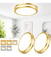 2-Pack 36W Dimmable LED Ceiling Light Fixtures, 13Inch 3600lm Super Bright Gold Flush Mount Ceili...