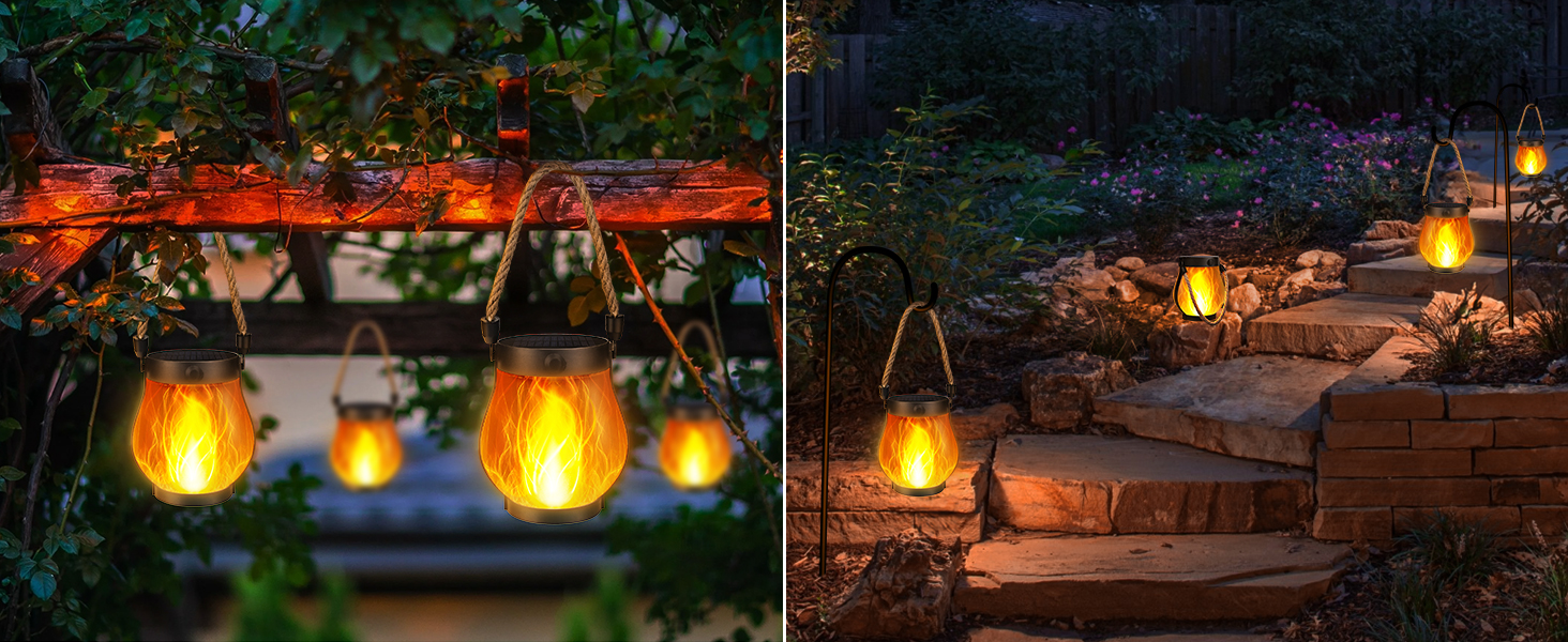 solar flame wall lights