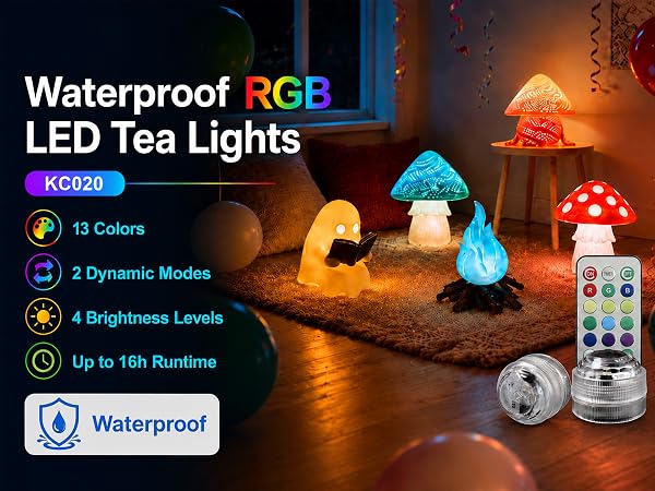 mini waterproof rgb led tea lights