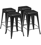 Sweetcrispy Metal Bar Stools Set of 4, 24 Inch Stackable Restaurant Classic Trattoria Metal Chair...