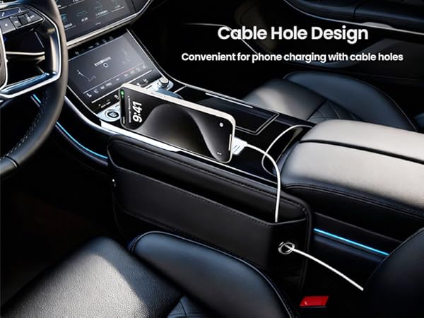 Cable Hole Car Organizer?Luxury Texture Car Storage