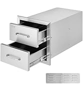 VEVOR Outdoor Kitchen Drawers 14W x 14.3H x 23D Inch, Flush Mount Double Outdoor BBQ Drawers Stai...