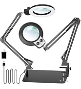 KIRKAS 12X Magnifying Glass with Light and Stand, 2-in-1 Any Color Modes &amp; Stepless Brightness Ma...