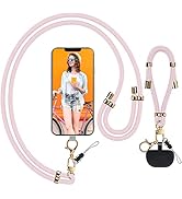 Universal Phone Lanyard With Adjustable Crossbody Neck Strap and Wristlet, 2 Lobster Clips, Tethe...