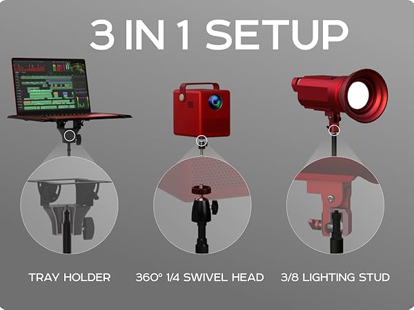 3 in 1 setup Laptops Portable Projectors and Studio lights