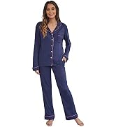 HEARTNICE Womens Pajama Set, Soft Long Sleeve Pajamas &amp; Long Pants with Pockets, Warm Button-up S...