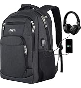 YAMTION School Backpack for Men Women Teen Boys,Bookbag Laptop Backpack with USB Port and Headpho...