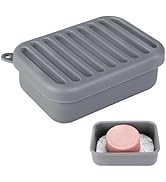 Silicone Leak-Proof Travel Soap Case, Portable Soap Container with Removable Draining Pad, Compac...
