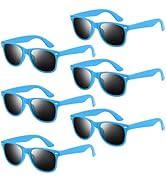 NEBURORA 6 Pack Light Blue Neon Sunglasses Bulk Retro Colorful Party Glasses for Adult Men Women ...