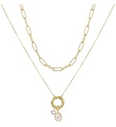 RINHOO Dainty Layered Birthstone Necklaces for Women | 18K Gold Plated Dainty Layered Gold Neckla...