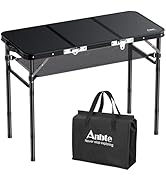 Anbte Folding Camping Table with Storage Net, 3ft Camping Table Aluminum Folding Table with 3 Adj...