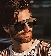 LUENX Polarized Square Aviator Sunglasses for Men,Trendy Retro Oversized Rectangular Frame UV400 ...