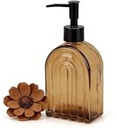 Topsky Arch Glass Soap Dispenser with Plastic Pump, 13OZ Liquid Hand Soap Dispenser, Rustproof Pu...