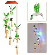 Hummingbird Gifts for Women Mom Grandma,Hanging Solar Wind Chimes for Outside,Waterproof LED Gard...