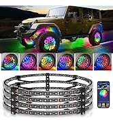 MICTUNING 17inch V1 RGB+IC Chasing Color Wheel Ring Lights Kit with APP Control, Double-Row Dream...