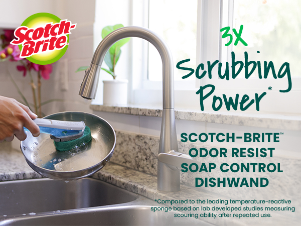 Scotch-Brite Soap Control Odor Resist Heavy Duty Dishwand Module 1