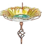 MUMTOP Outdoor Bird Bath - Glass Bird Baths for Outdoors Sunflower Bird Bath Bird Feeder with Sta...