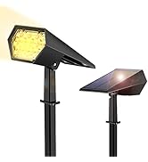 Solar Spot Lights Outdoor, 2Pack Solar Garden Lights with Lens Solar Spotlight IP68 Waterproof Ca...