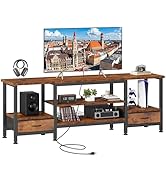 Sweetcrispy 63 inch TV Stand for TVs up to 75 Inch, Media Console with USB Charging Station (2AC ...