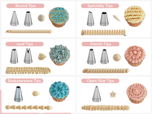 piping bags and tips set