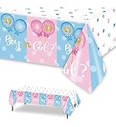3 Pieces Gender Reveal Tablecovers Boy or Girl Plastic Tableclothes for Baby Gender Reveal Blue P...