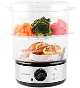 OVENTE 2 Tier Electric Food Steamer for Cooking Vegetables, Stainless Steel Base, Stackable and D...