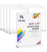 Dynta Acrylic Sign Holder 8.5 x 11 Inches 14 Pack Double Sided Clear Display Stand Vertical Table...