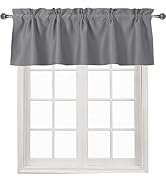 DWCN Valance Curtains Blackout Grey Kitchen Valance Solid Rod Pocket Window Treatments Curtain Va...